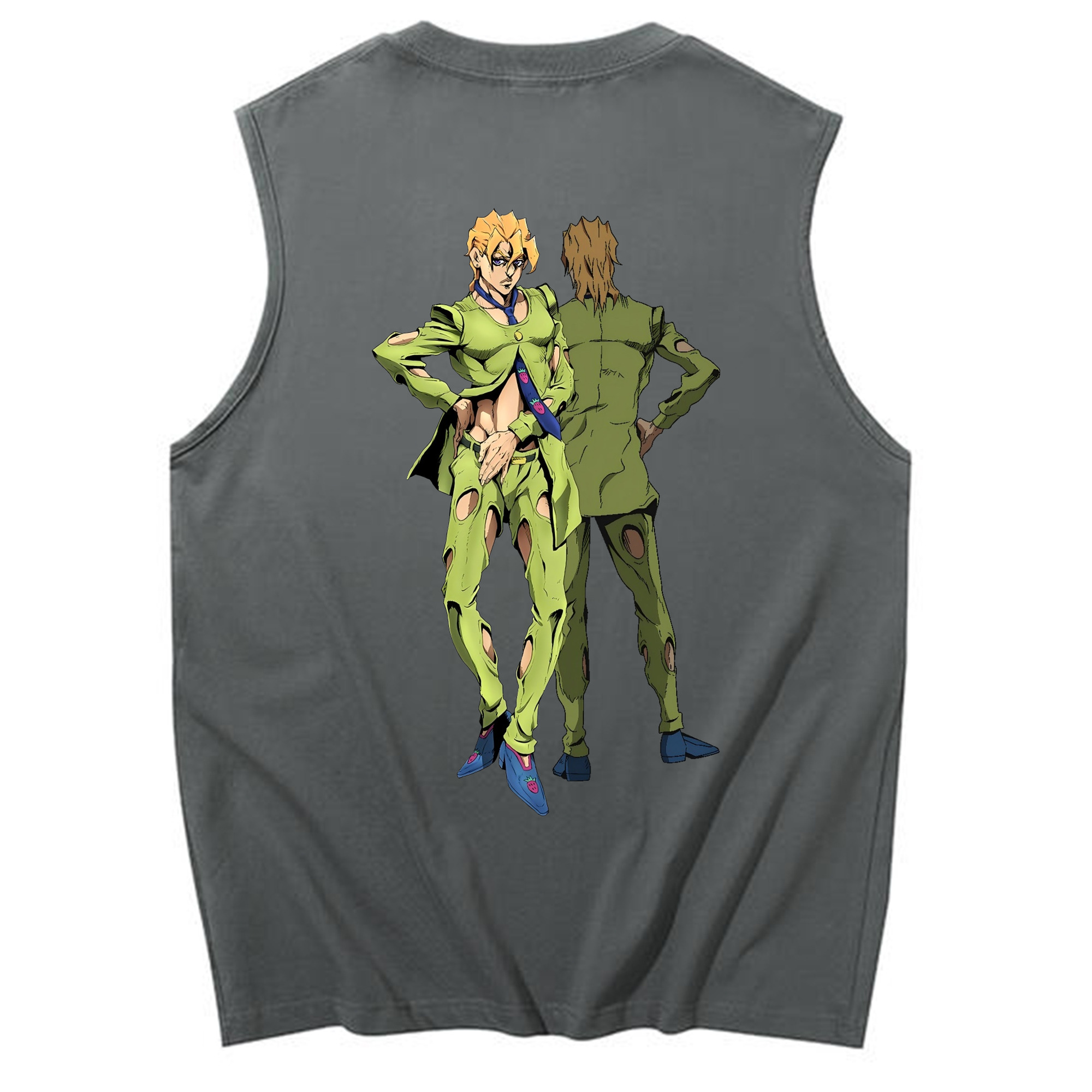 （画像用） ジョジョの奇妙な冒険 パンナコッタ?フー JoJo's Bizarre Adventure Pannacotta Fugo コットン100％タンクトップ（背面プリント）